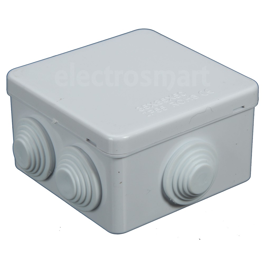 White IP55 80mmx80mmx50mm Connection Junction Box